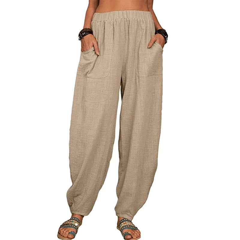 Elviane casual harem pants in khaki, front view
