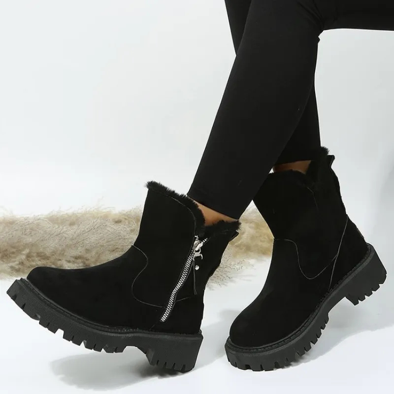 Noria warm winter boots in black, worn side view