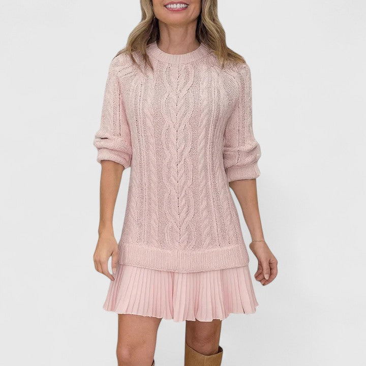 Ashlyndora sweater dress in pink, front view