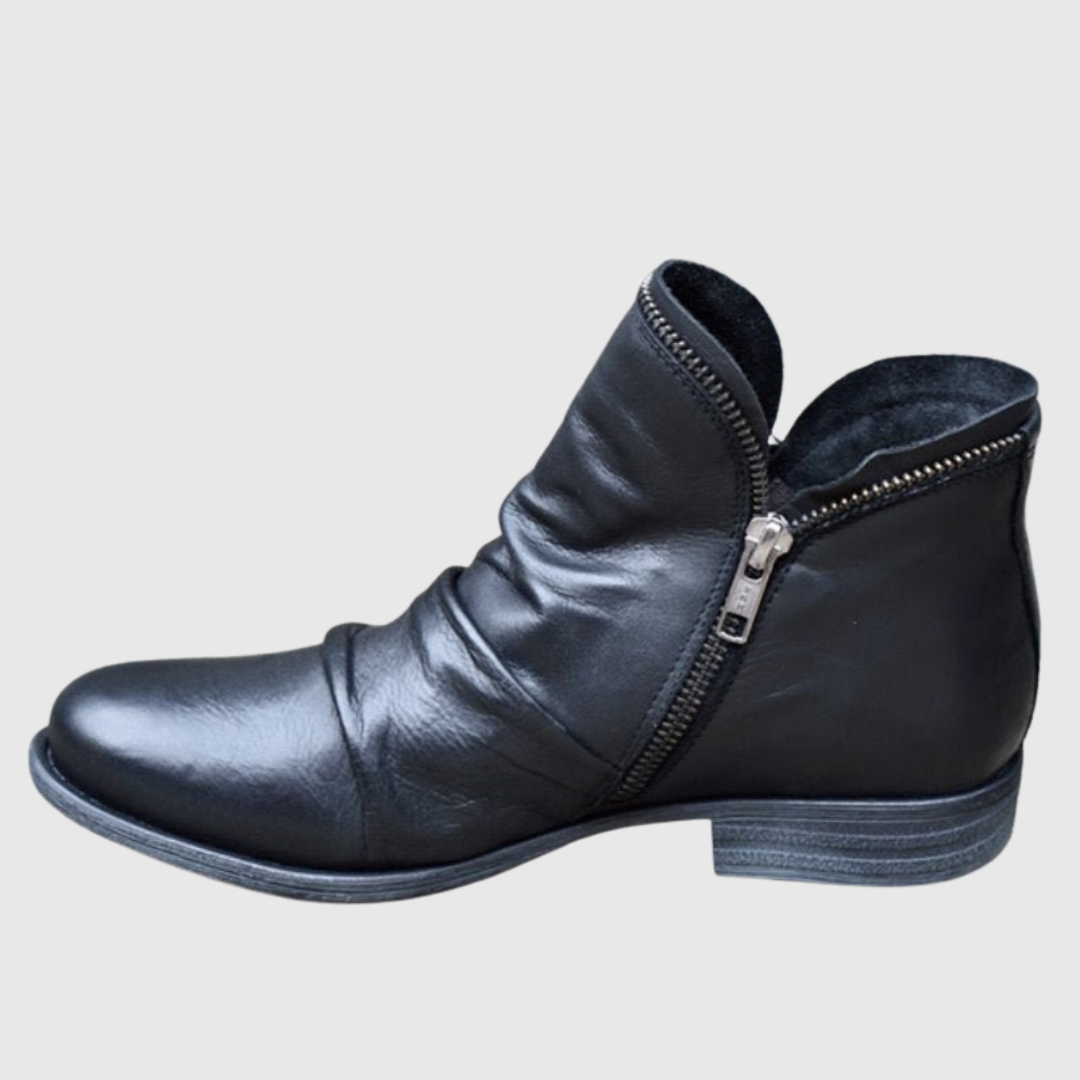 Lunara side-zip ankle boot in black, side view