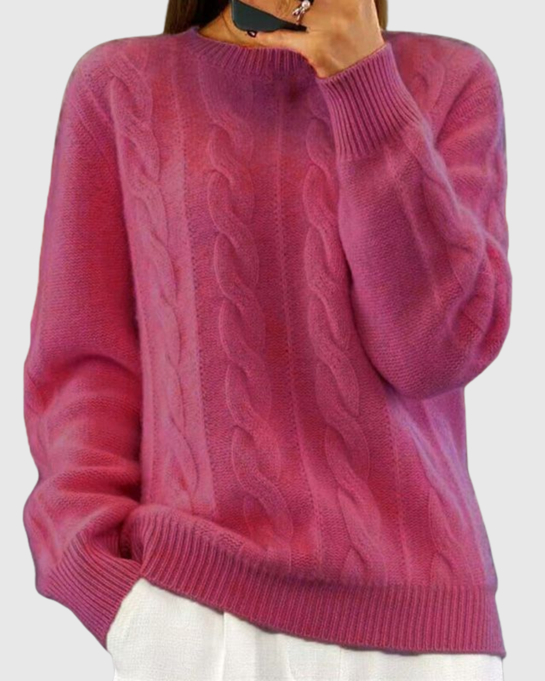 Lorna classic knit jumper in red, front view