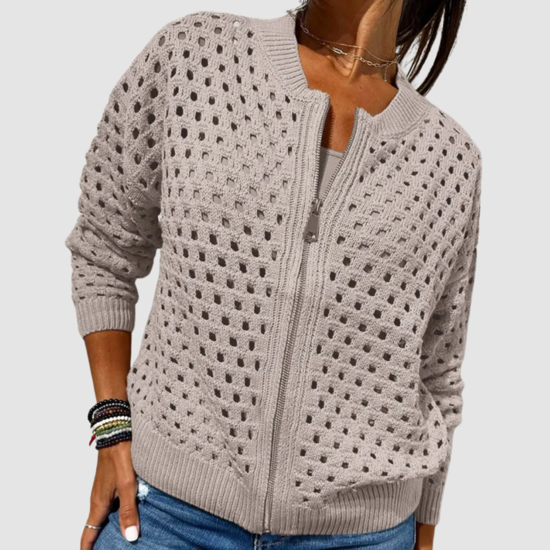 Desiree knitted cardigan in khaki, front view