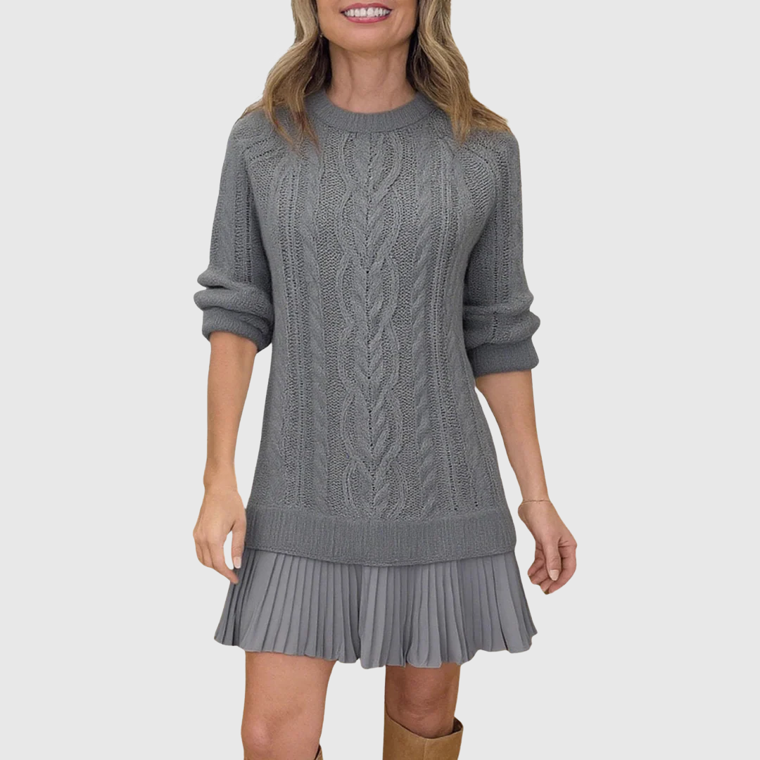 Eira classic sweater dress in grey, front view