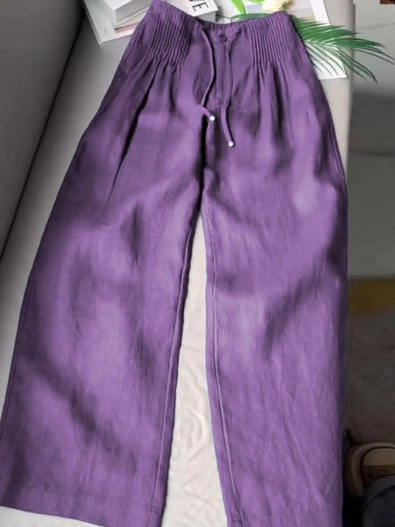 Zerena wide leg trousers in purple, full-length front view