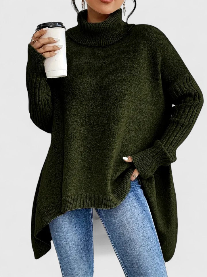 Keiralyss turtleneck sweater in green, front view