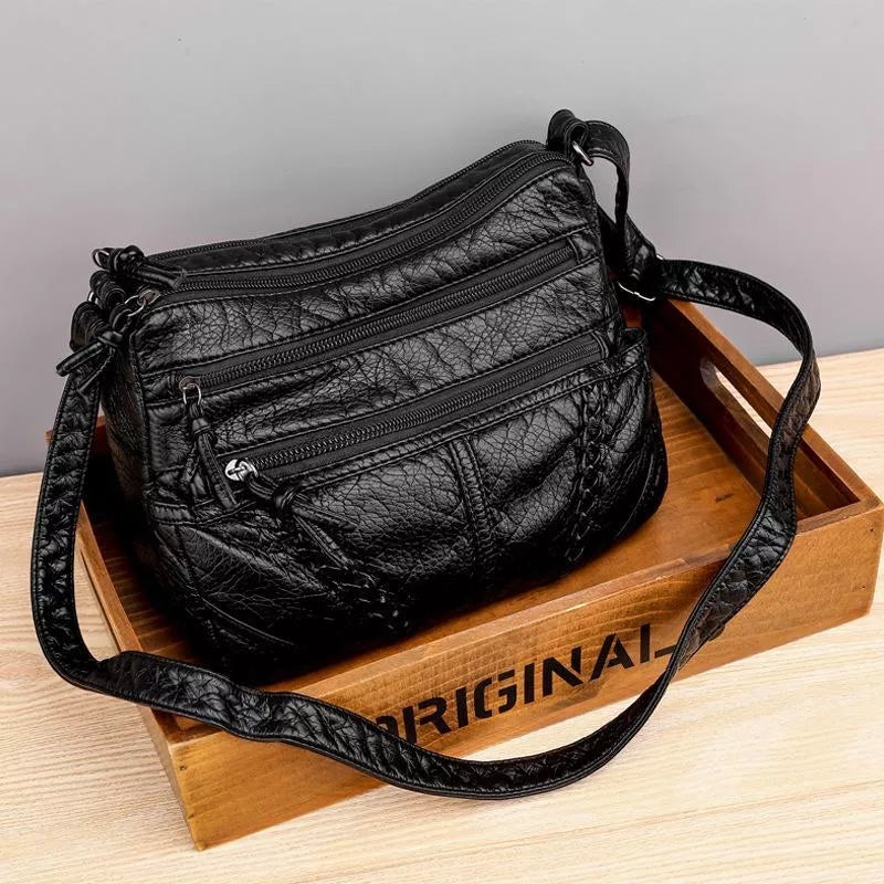 Vionelle soft elegance bag in black, front view with zip compartments