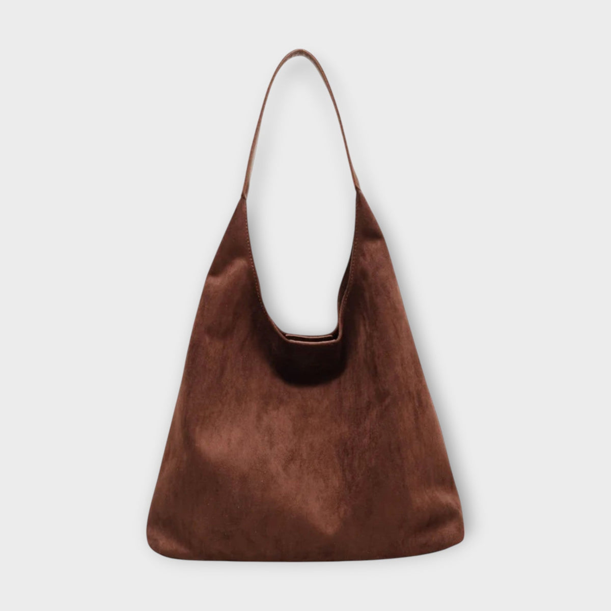 Arseline slouch handbag in brown, front view