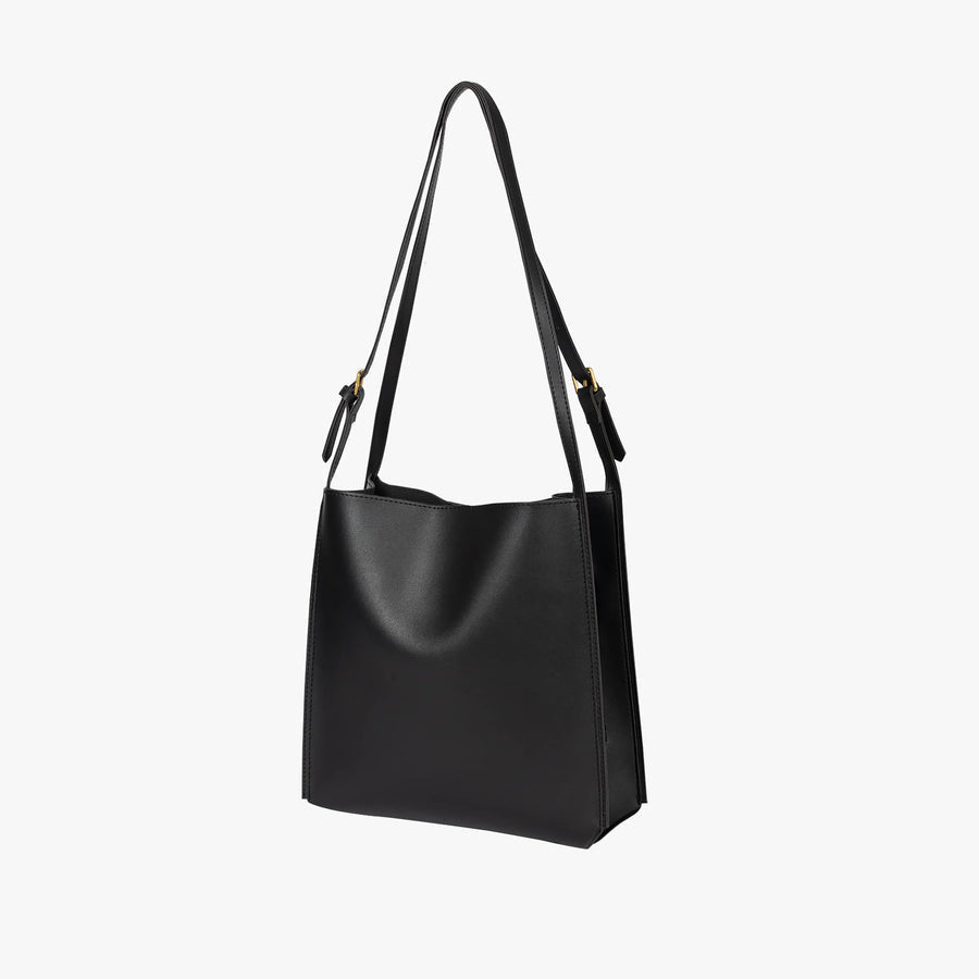 Viviana classic everyday bag in black, angled view