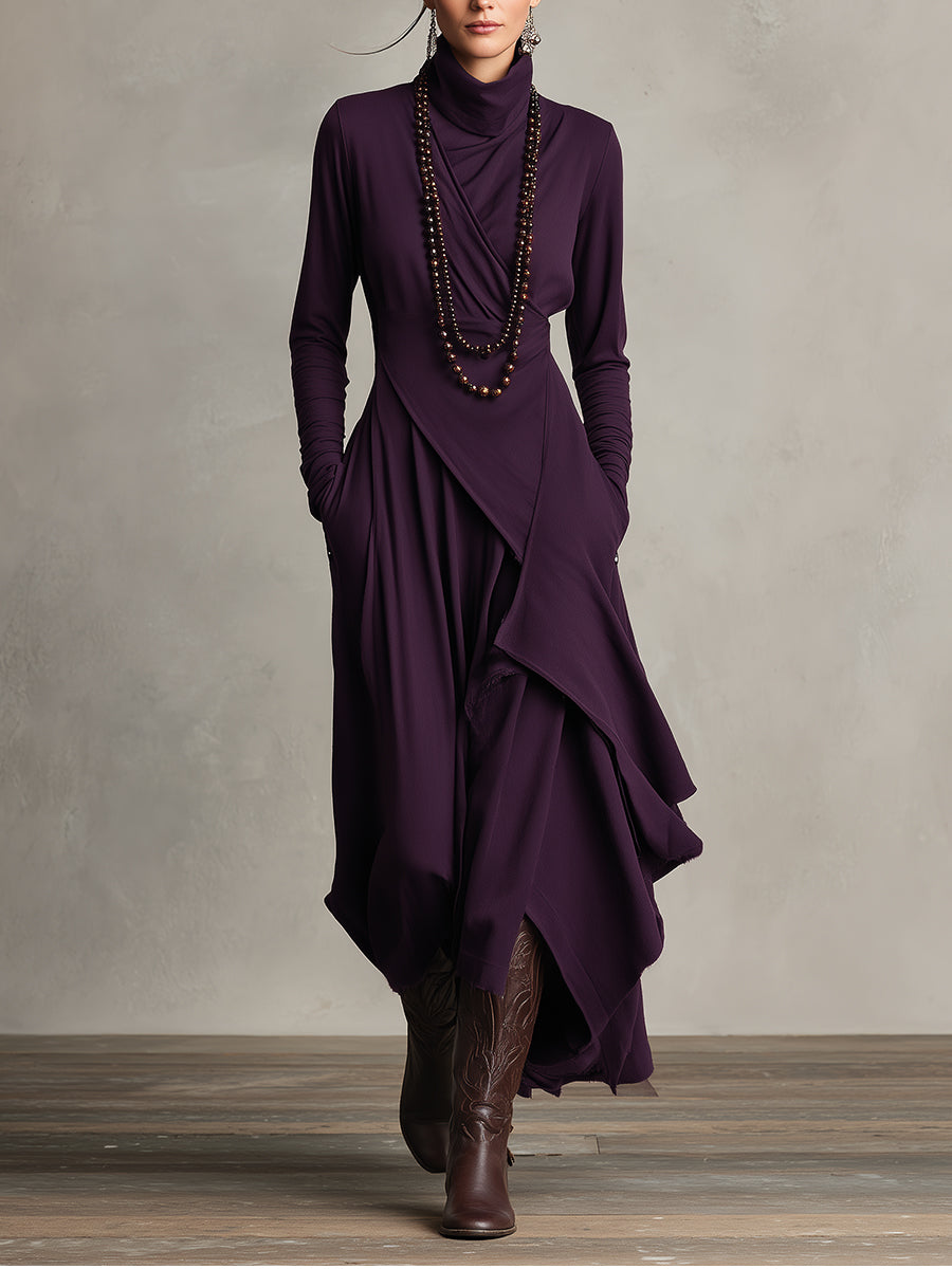 Natalia knit maxi dress in purple, full-length front view