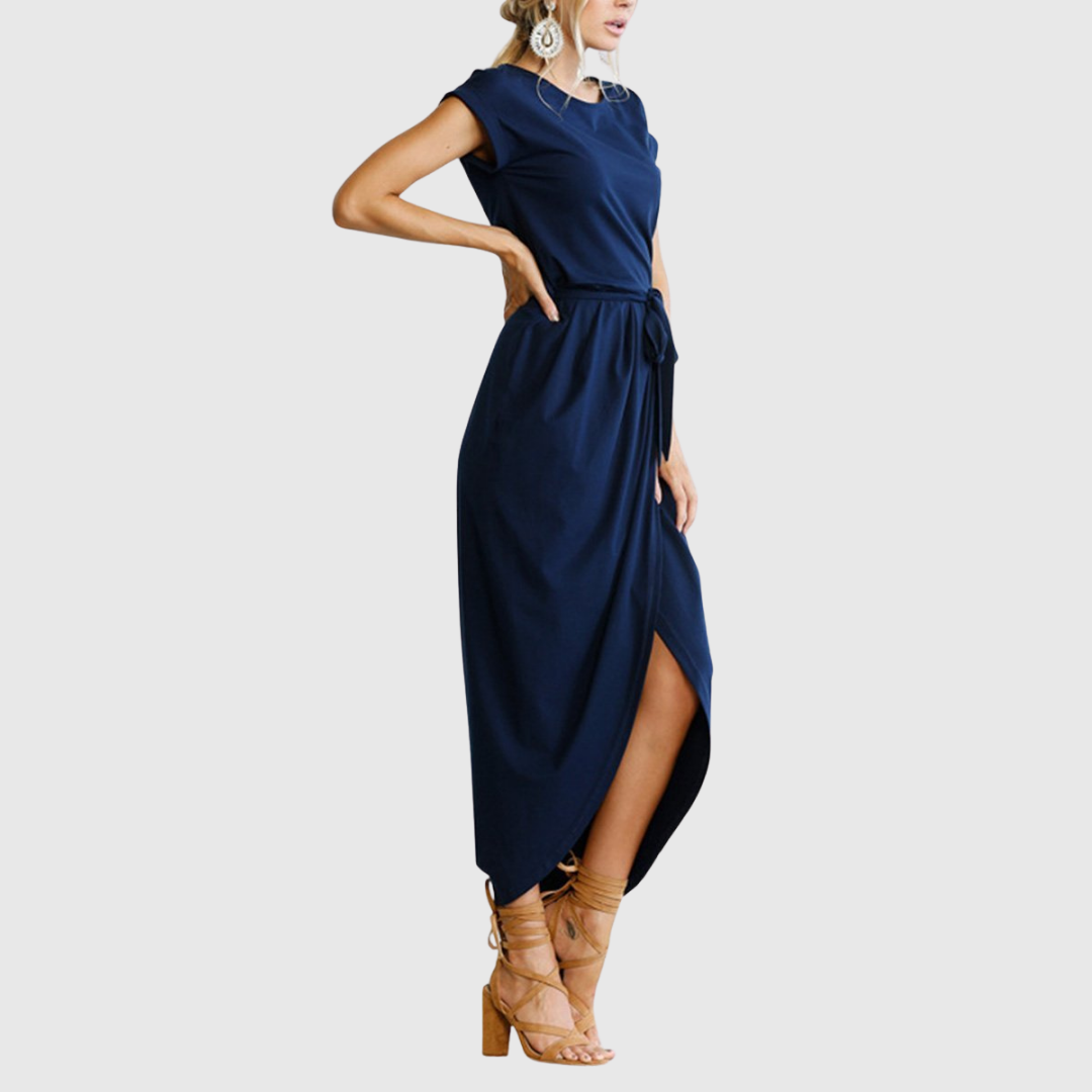 Maelis casual midi dress in dark blue, side view
