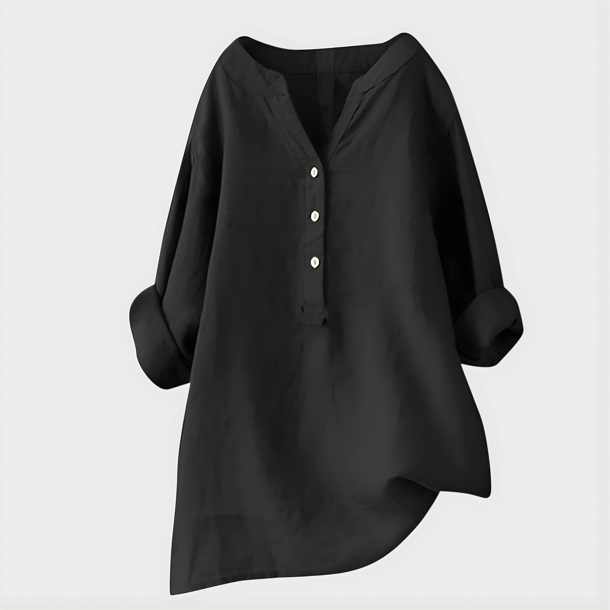Veronique V-neck blouse in black, front view