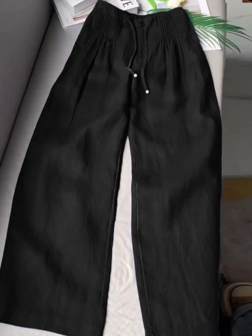 Zerena wide leg trousers in black, full-length front view