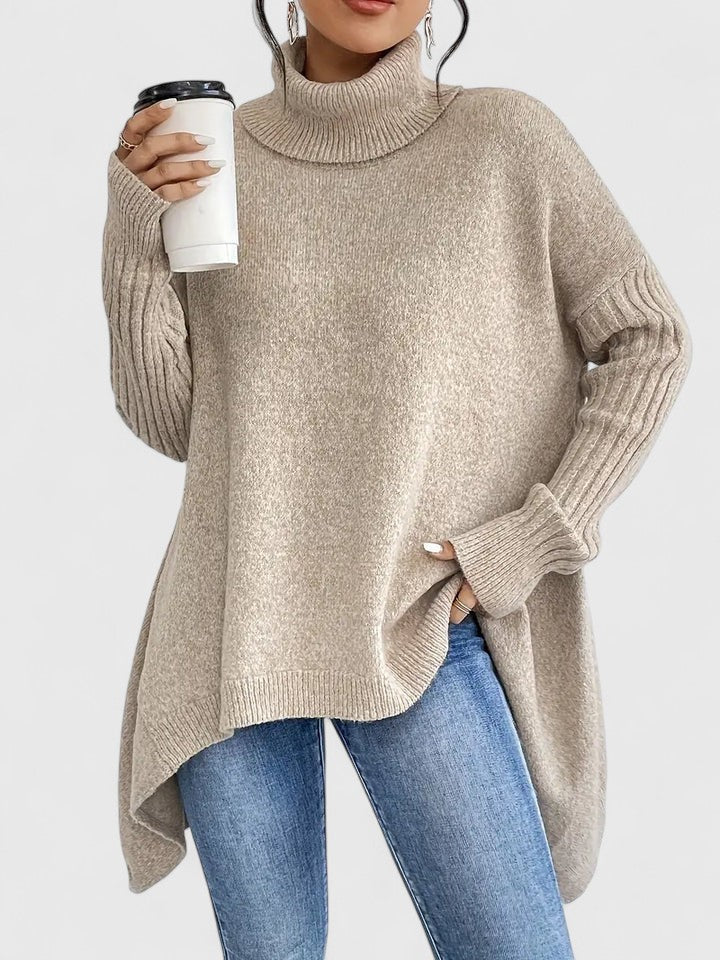 Keiralyss turtleneck sweater in khaki, front view