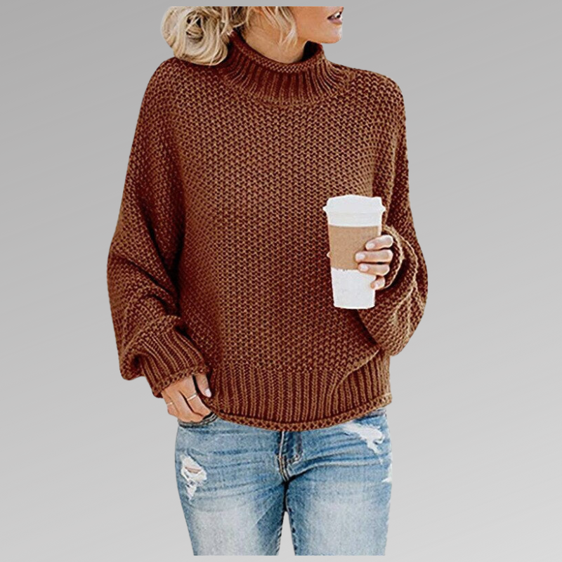 Valerianne elegant sweater in brown, front view