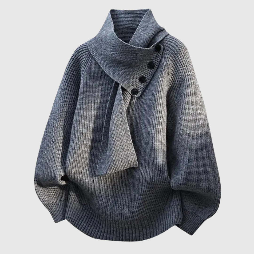 Seraphinja scarf-neck sweater in grey, product front view