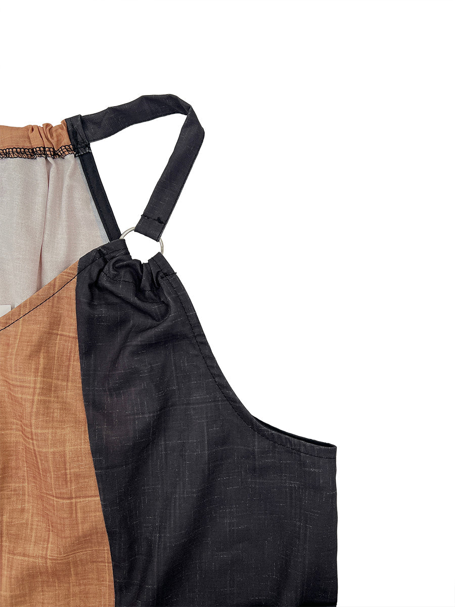 Close-up of Myrna dress halter strap with metal ring detail