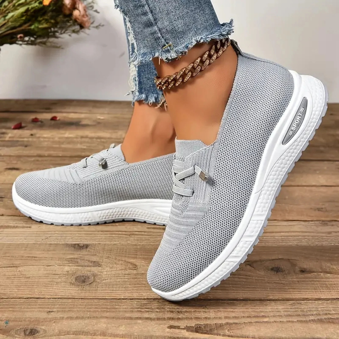 Raquel orthopedic comfort shoes in grey, side view showing platform sole