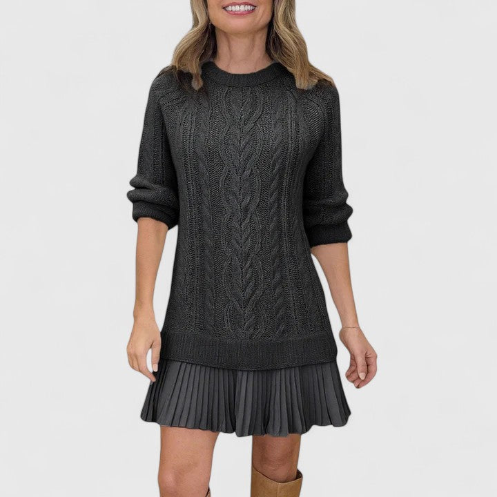 Ashlyndora sweater dress in black, front view