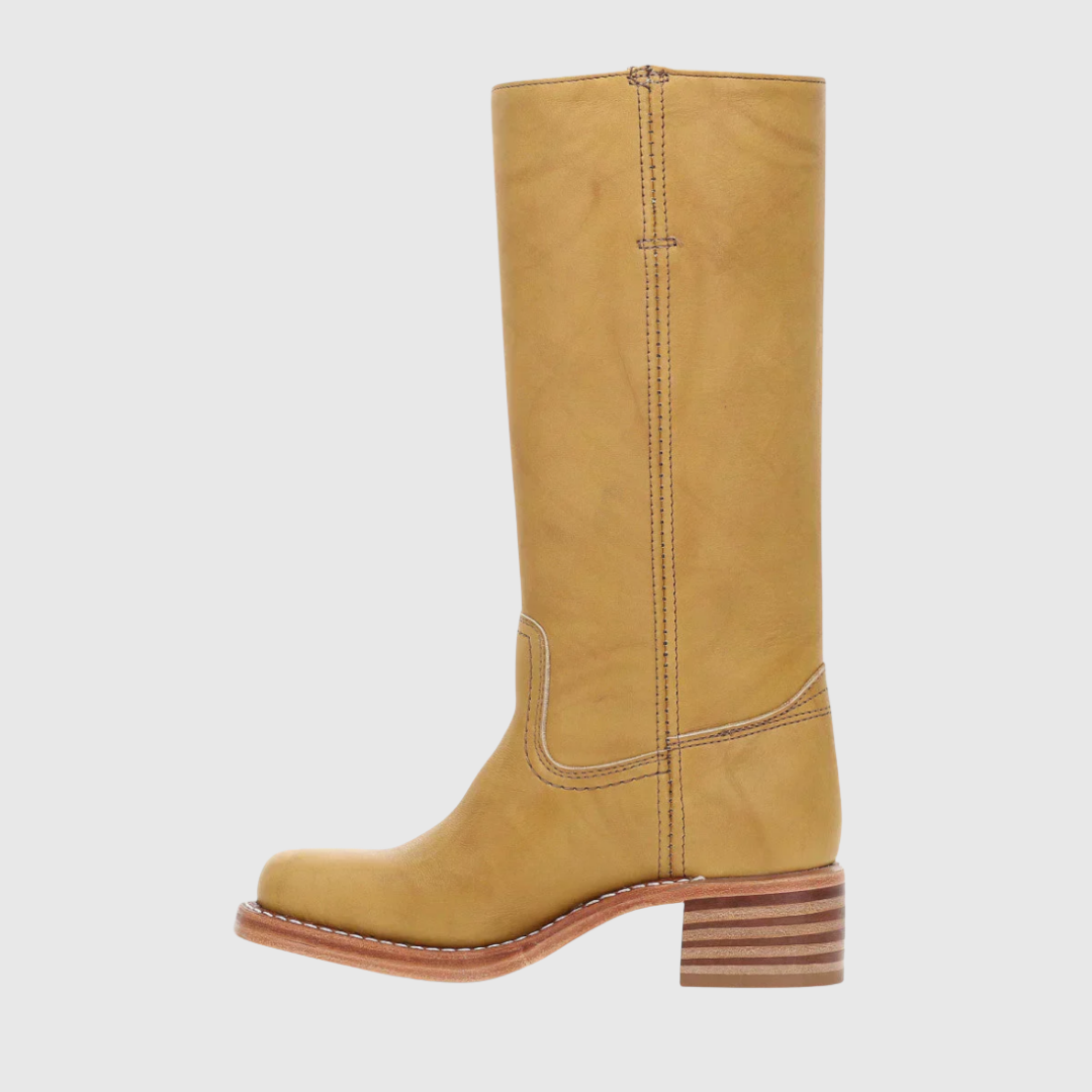 Lerelia knee-high boots in yellow, side view