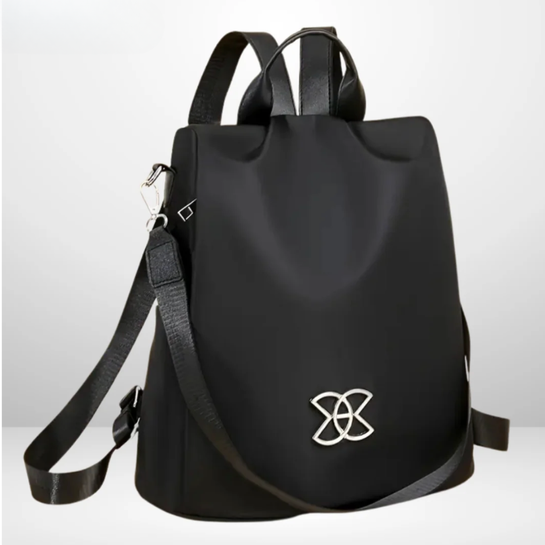 Rosalba anti-theft backpack in black, front view