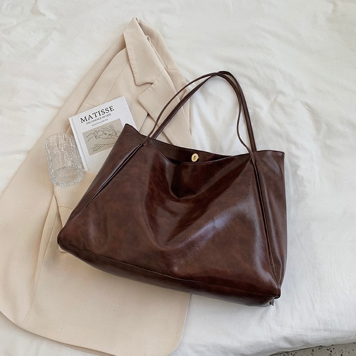 Odessa retro bag in dark brown, flat styled view