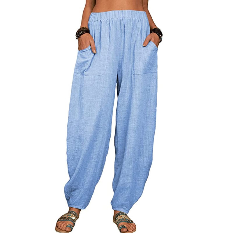 Elviane casual harem pants in light blue, front view