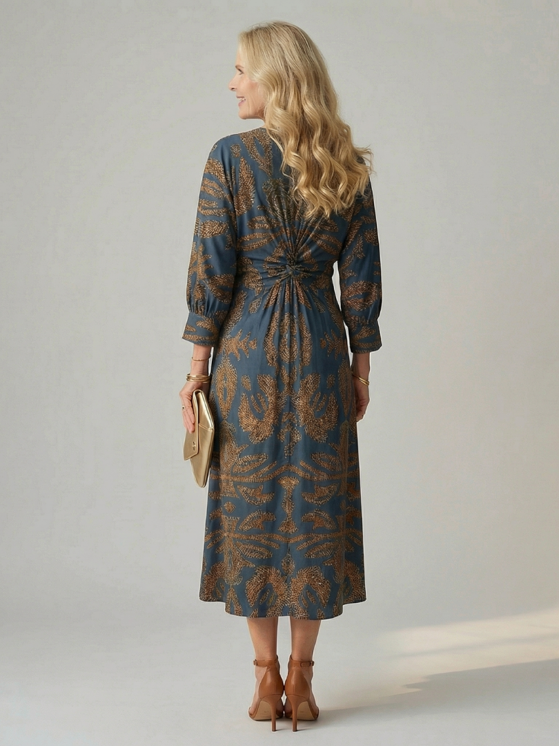 Hazel | Printed Twist-Front Midi Dress