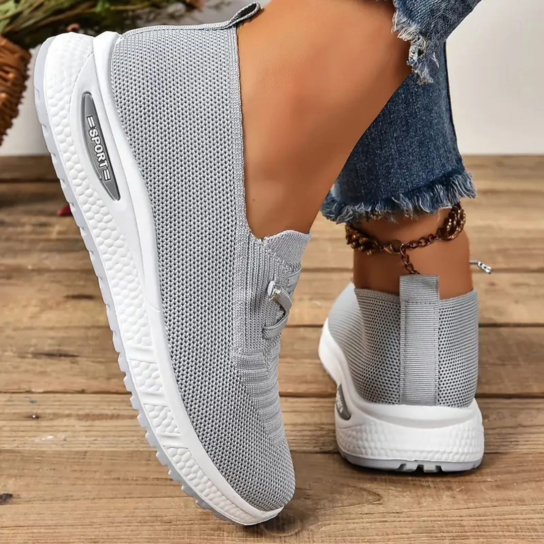 Raquel orthopedic comfort shoes in grey, close-up of mesh upper and sole