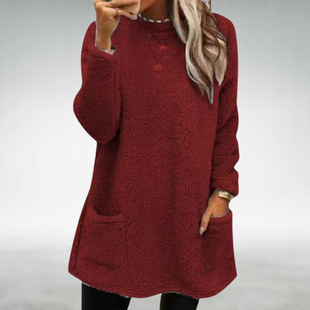 Odeline everyday pullover in red, front view