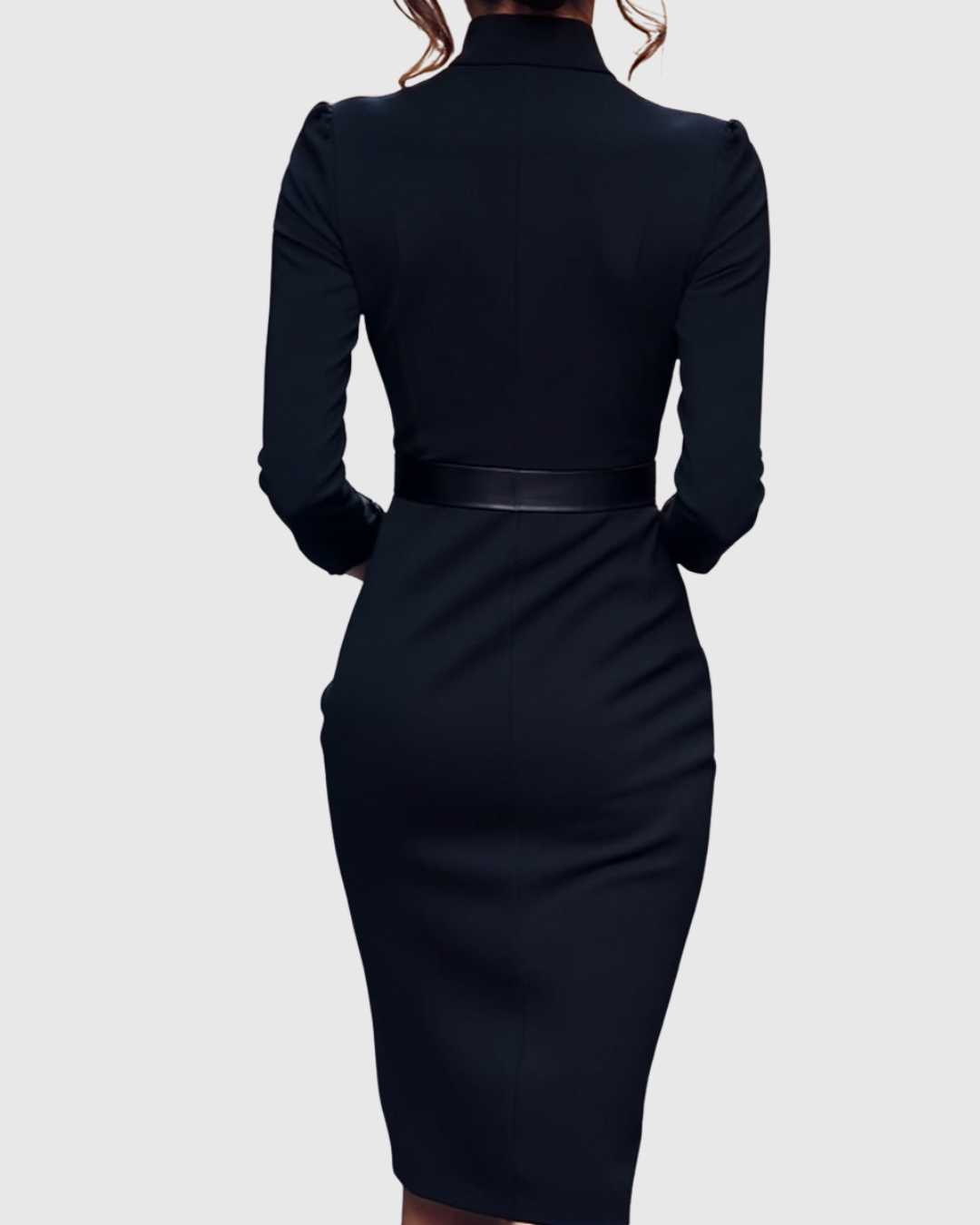 Claribel refined midi dress in navy, back view