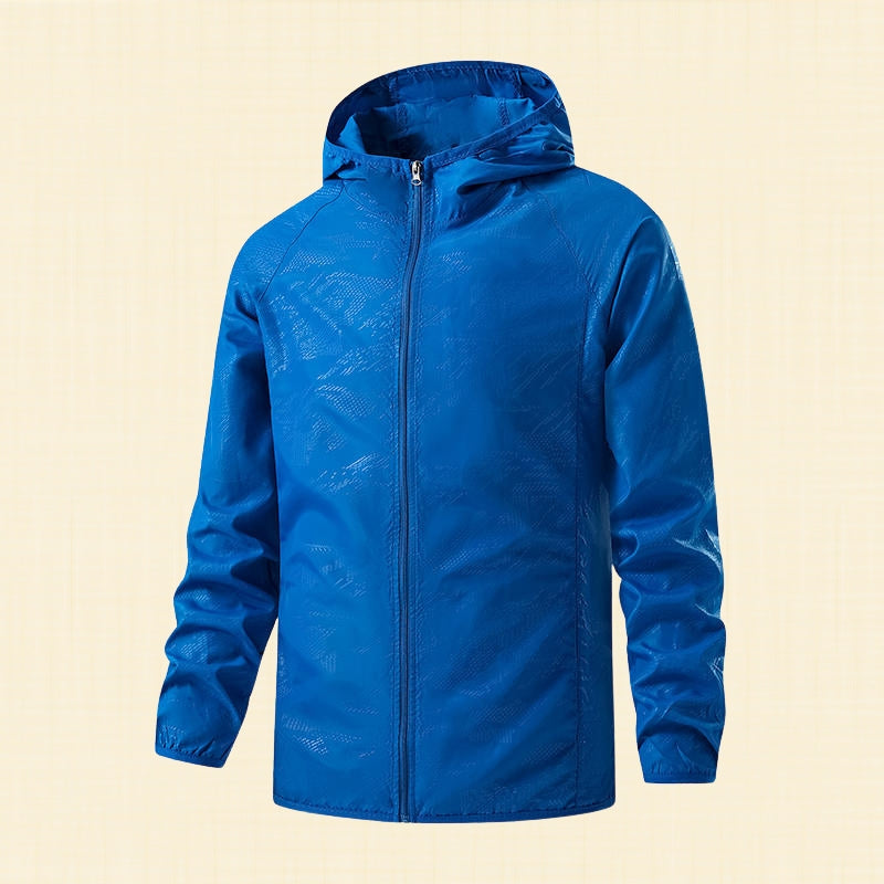 Vera waterproof shield jacket in blue, front view