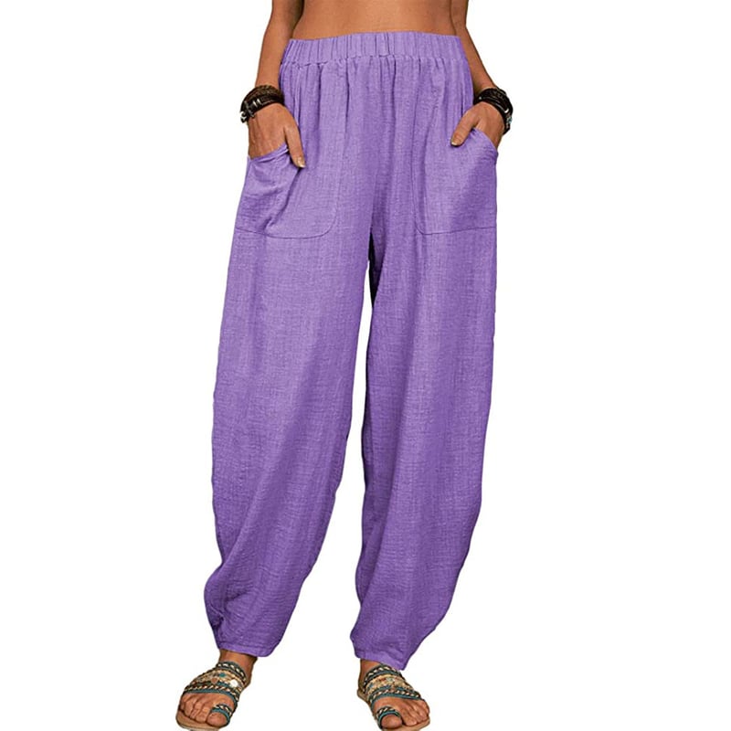 Elviane casual harem pants in purple, front view