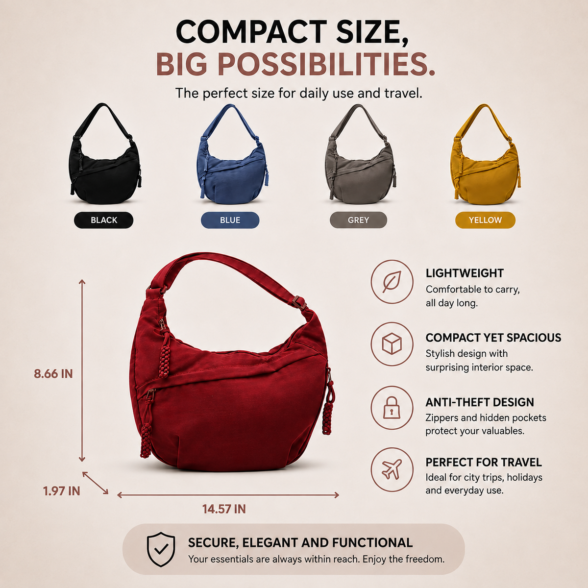 Beatrice | Grey Shoulder Bag
