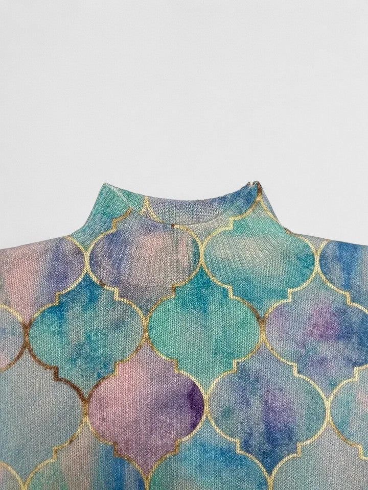 Selah sweater high ribbed funnel neck close-up detail