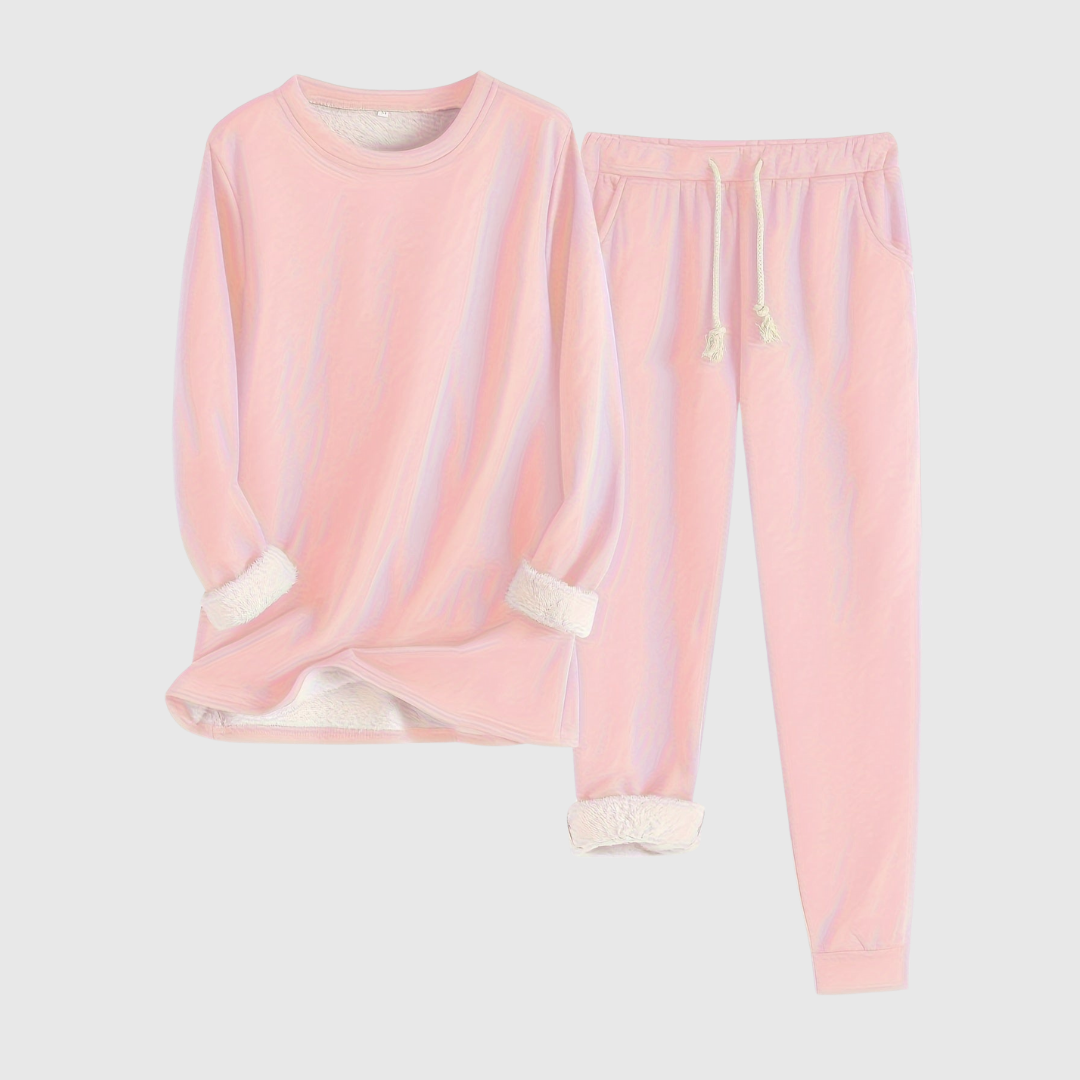 Elsy cosy relaxation set in soft pink, two-piece front view