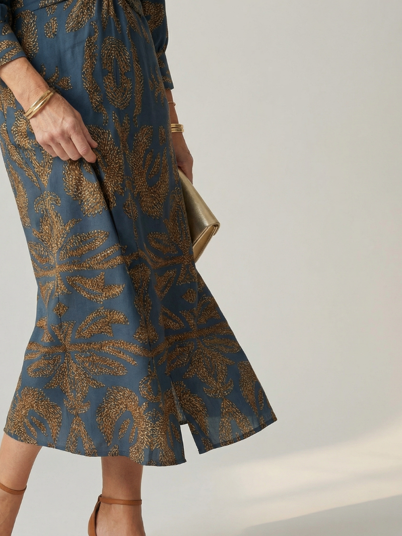 Hazel | Printed Twist-Front Midi Dress