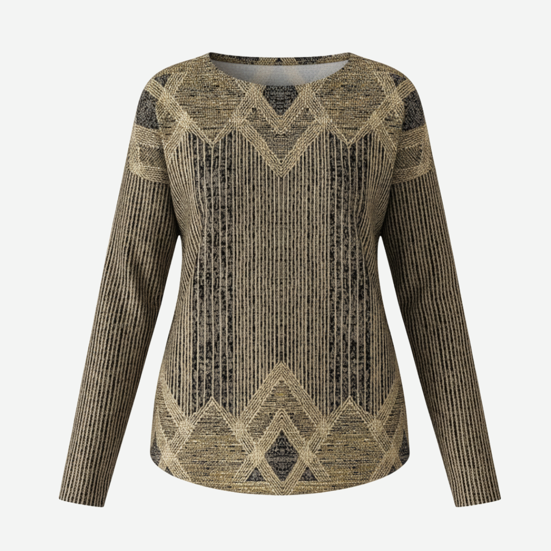 Aunea patterned sweater in gold multi, front product view