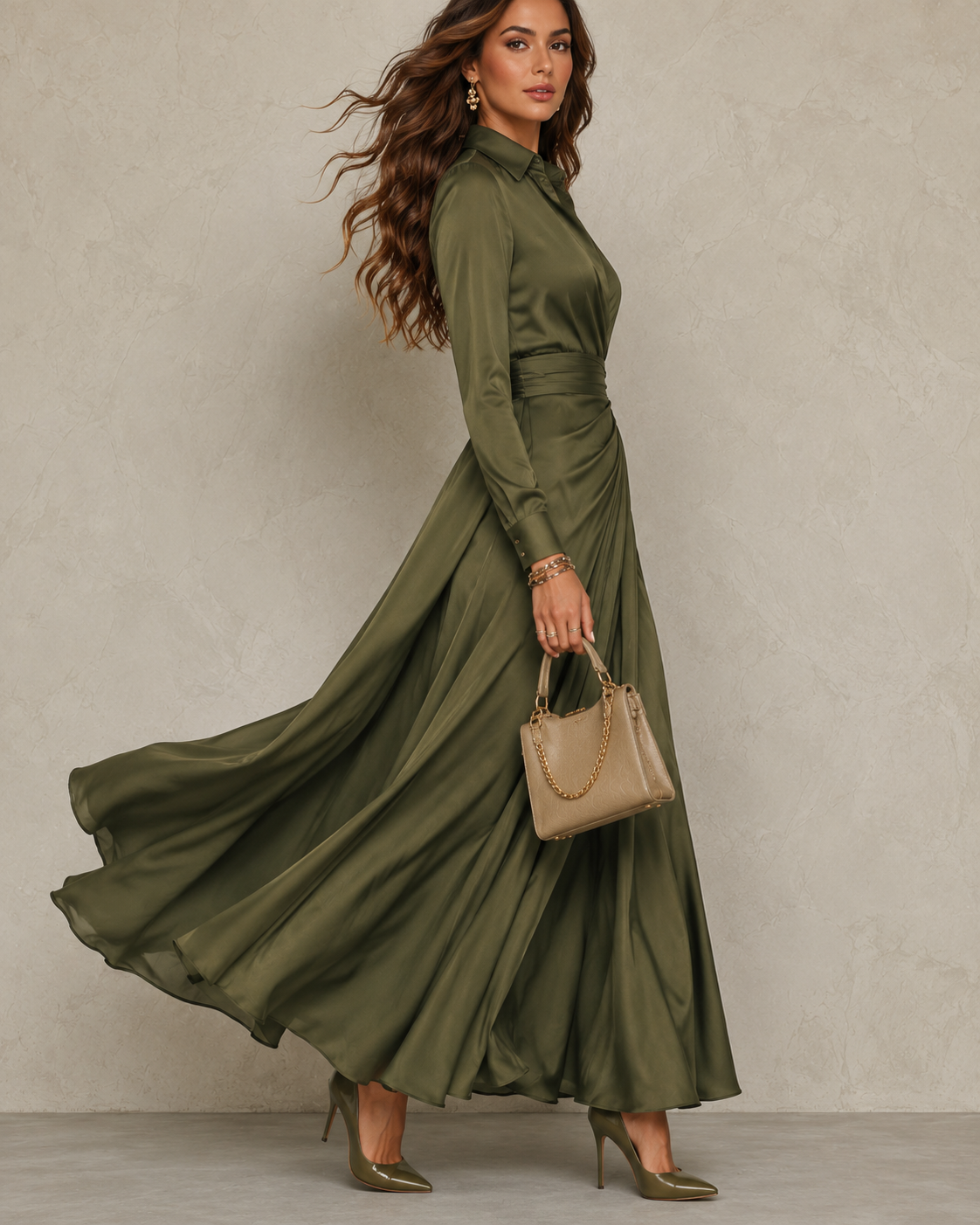 LIORA™ | Green Wrap Maxi Dress