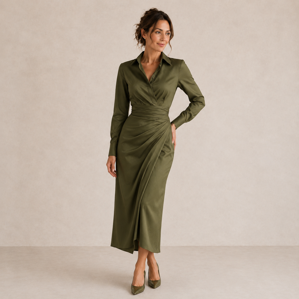 LIORA™ | Green Wrap Maxi Dress