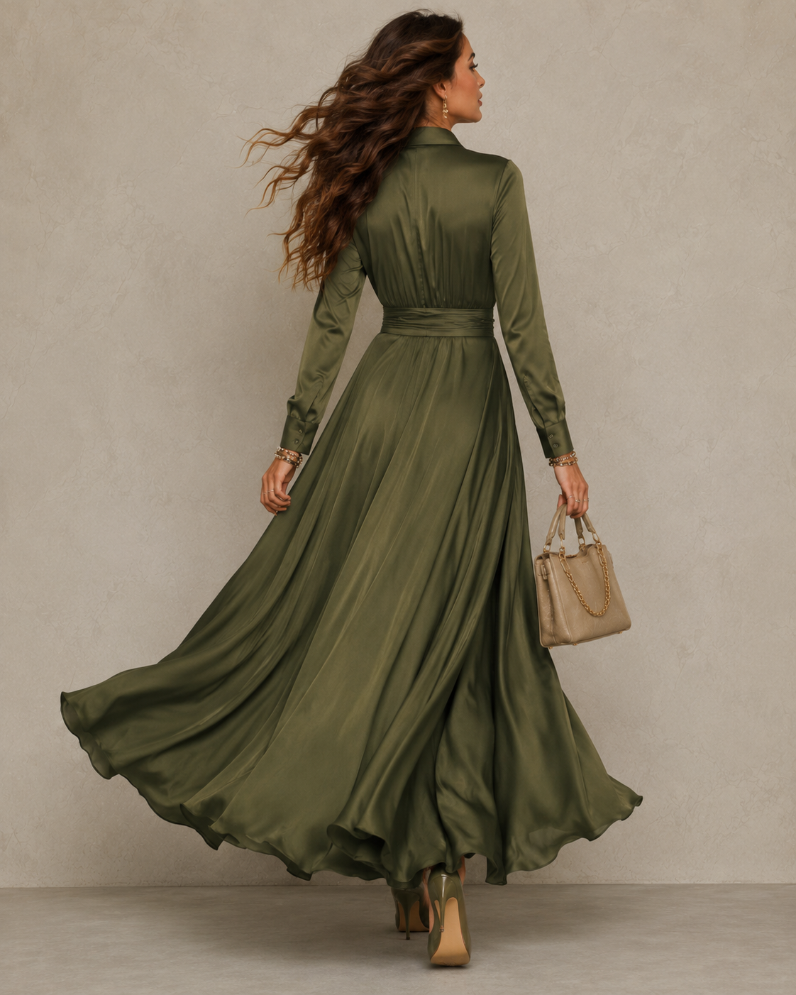LIORA™ | Green Wrap Maxi Dress