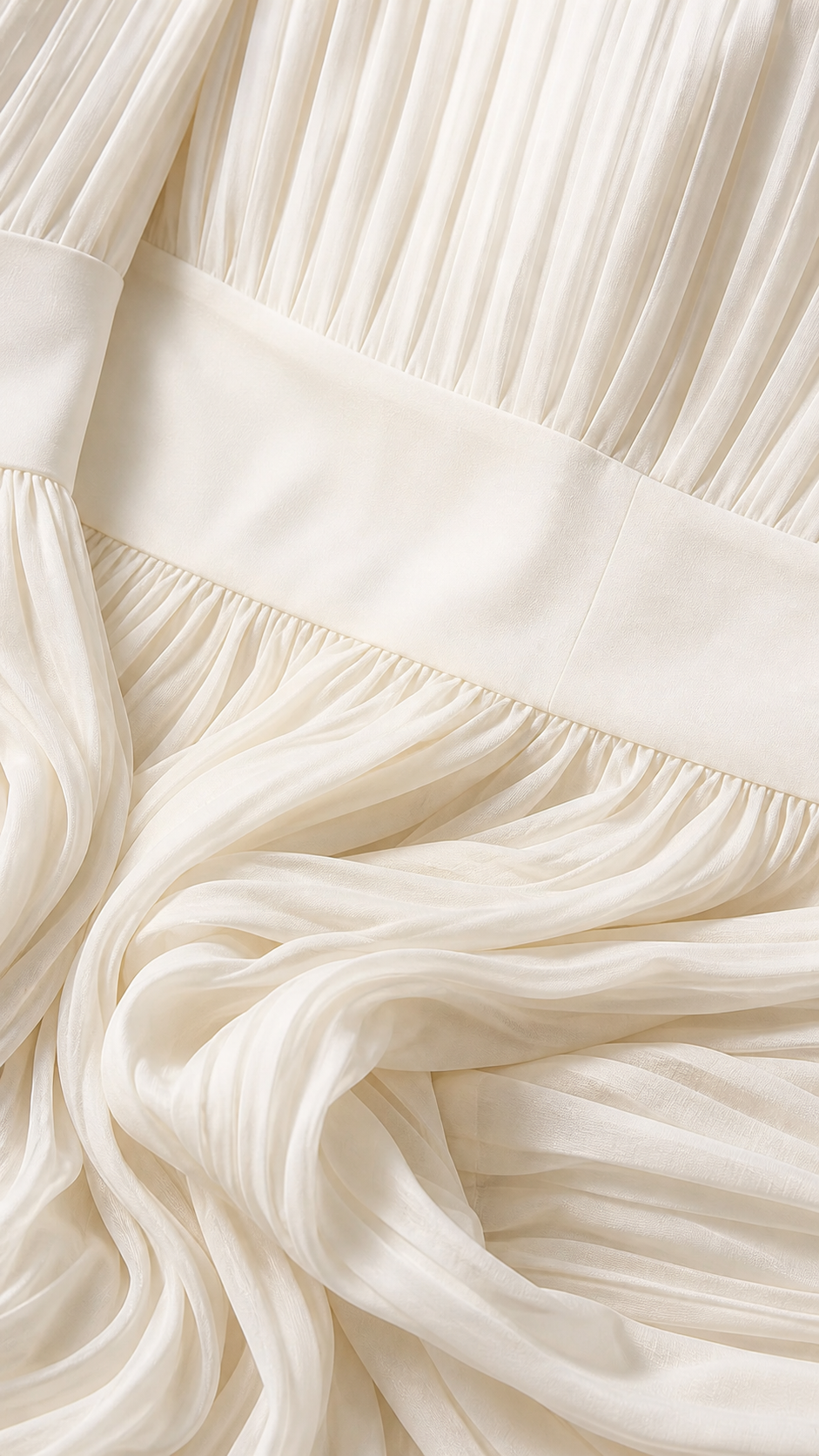 Caelia pleated jumpsuit fabric detail in ivory