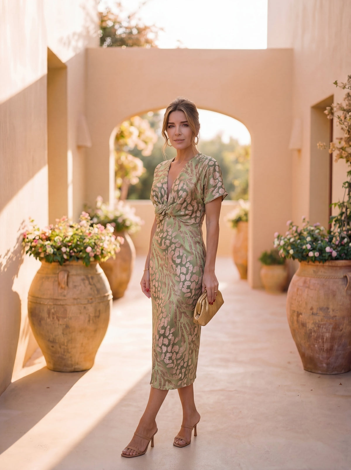 LIORA™ | Ruffle Sleeve Midi Dress