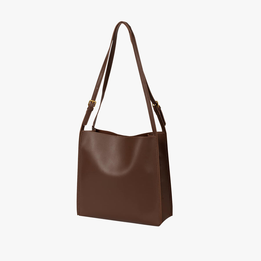 Viviana classic everyday bag in brown, angled view