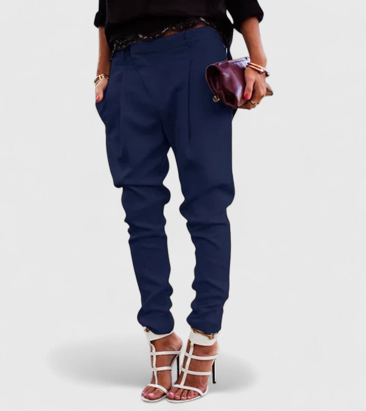 Marceline elegant tapered trousers in navy, full front view