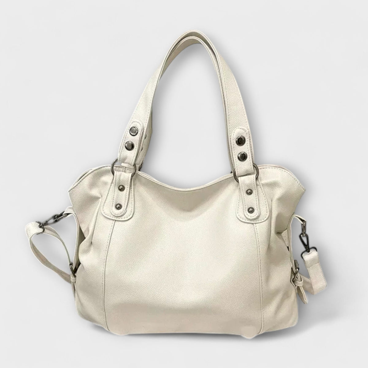 Bellefort Paris hobo shoulder bag in cream, front view with detachable strap