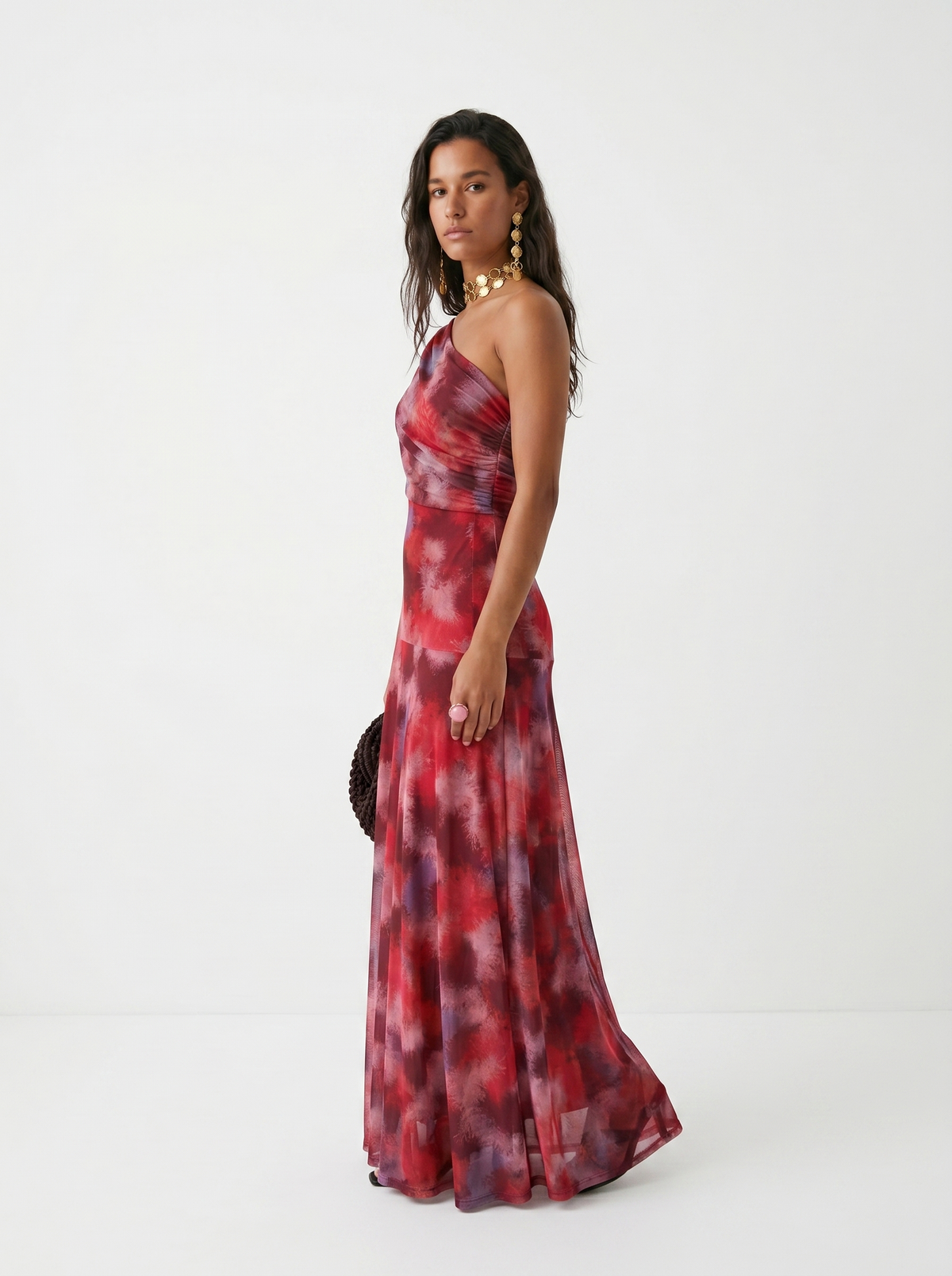 LIORA™ | One-Shoulder Print Maxi Dress