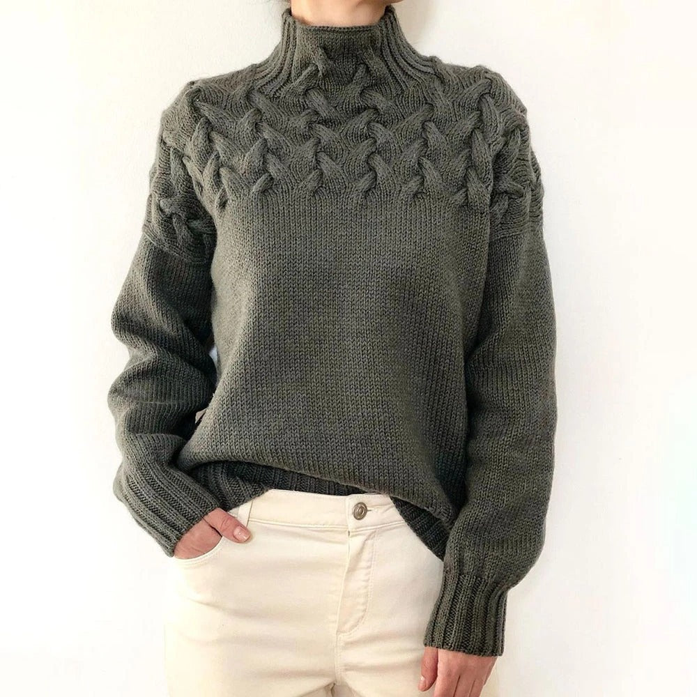 Charlene turtleneck sweater in grey, front view