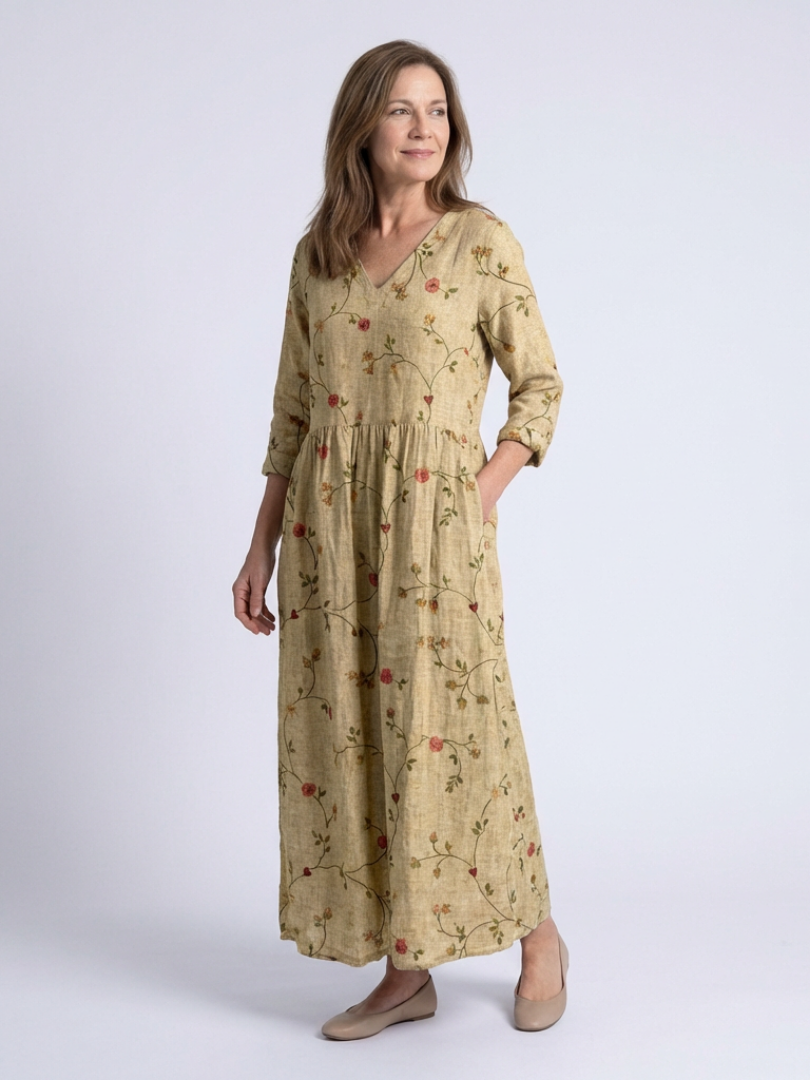 Marina floral maxi dress in yellow, full-length front view