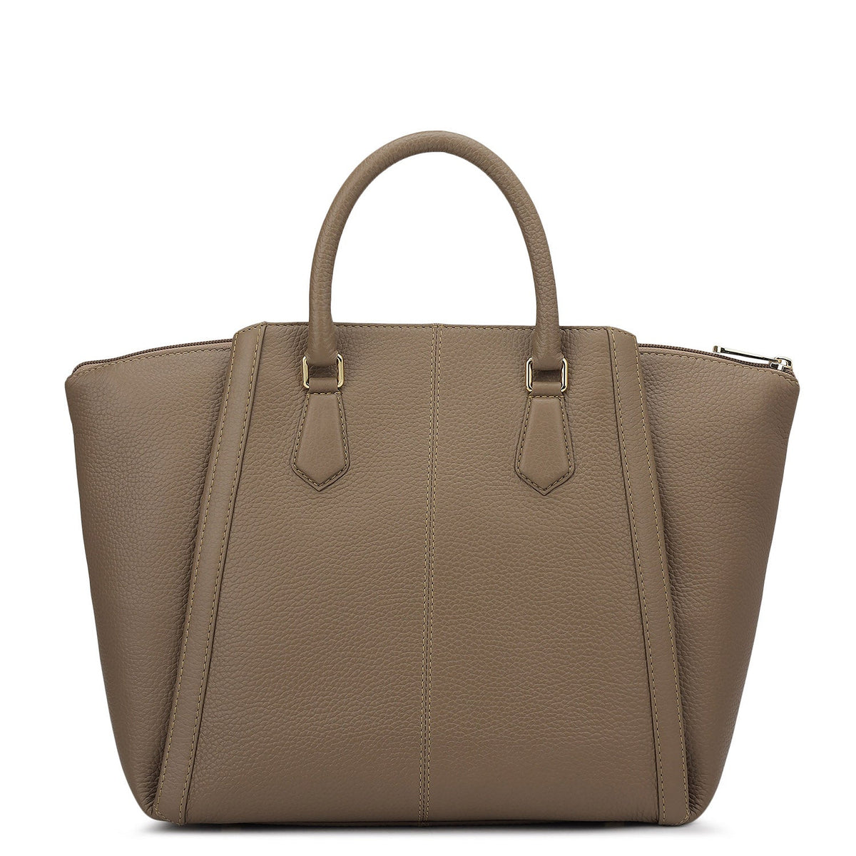 Élégance Paris satchel bag in taupe brown, back view