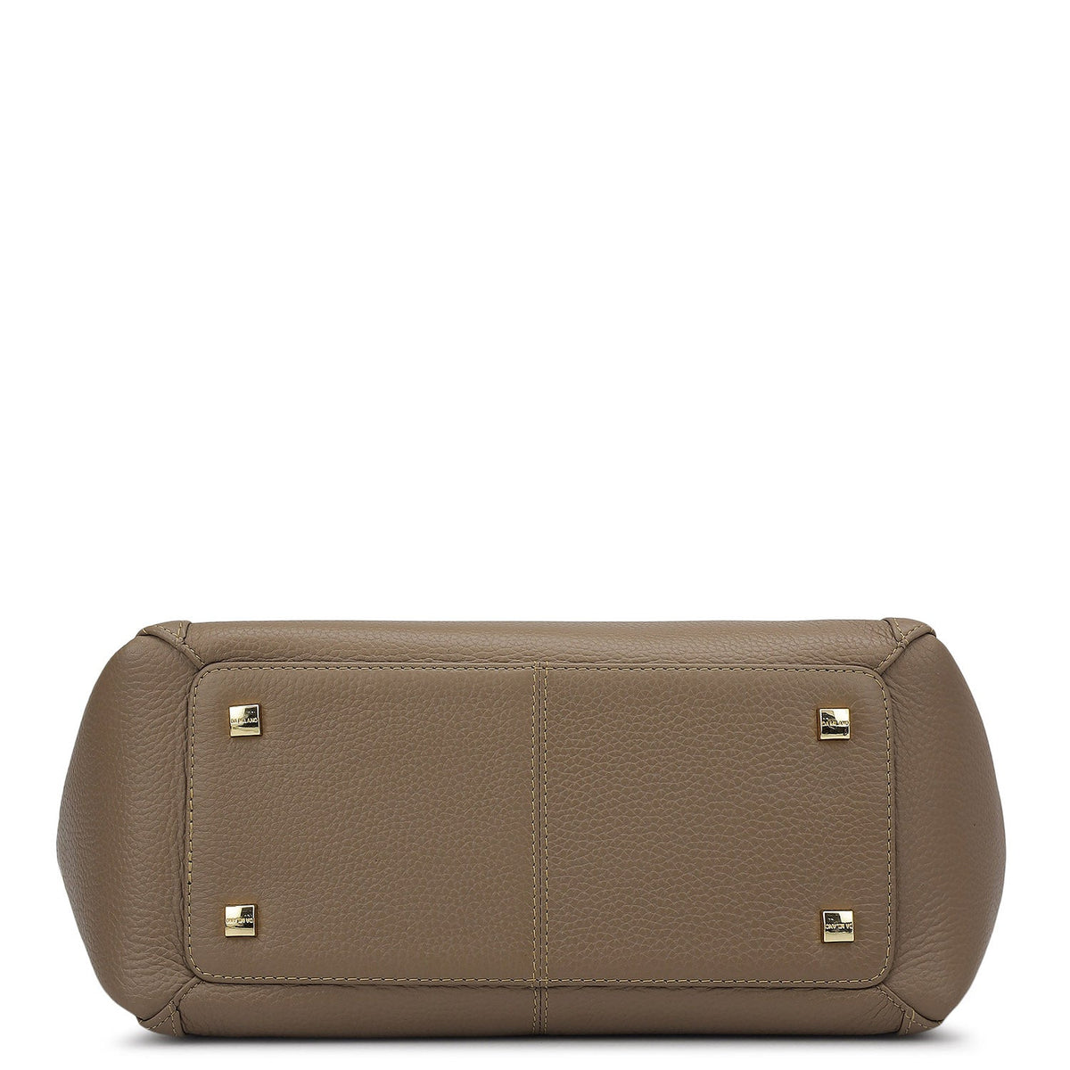 Élégance Paris satchel bag in taupe brown, base with protective studs